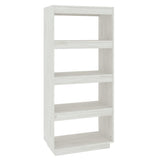 Book Cabinet/Room Divider White 60x35x135 cm Solid Pinewood - Front View