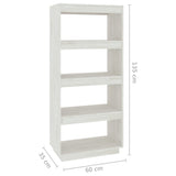 Book Cabinet/Room Divider White 60x35x135 cm Solid Pinewood - Low Angle