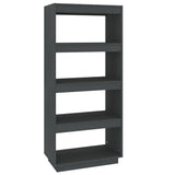 Book Cabinet/Room Divider Grey 60x35x135 cm Solid Pinewood - Front View