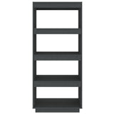 Book Cabinet/Room Divider Grey 60x35x135 cm Solid Pinewood