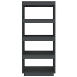 Book Cabinet/Room Divider Grey 60x35x135 cm Solid Pinewood - 45-Degree Angle