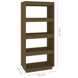 Book Cabinet/Room Divider Honey Brown 60x35x135 cm Solid Pinewood - Close-Up Angle