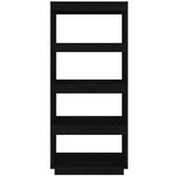 Book Cabinet/Room Divider Black 60x35x135 cm Solid Pinewood - 45-Degree Angle