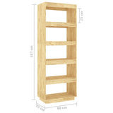 Book Cabinet/Room Divider 60x35x167 cm Solid Pinewood - Low Angle