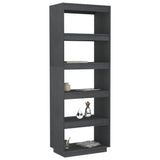 Book Cabinet/Room Divider Grey 60x35x167 cm Solid Pinewood