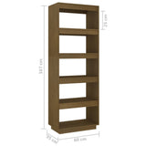 Book Cabinet/Room Divider Honey Brown 60x35x167 cm Solid Pinewood - Low Angle