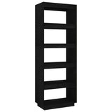 Book Cabinet/Room Divider Black 60x35x167 cm Solid Pinewood - Front View
