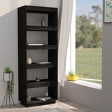 Book Cabinet/Room Divider Black 60x35x167 cm Solid Pinewood - Side View