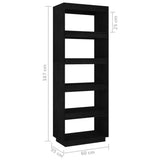 Book Cabinet/Room Divider Black 60x35x167 cm Solid Pinewood - Low Angle