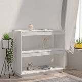 Book Cabinet White 80x35x71 cm Solid Pinewood - Side View