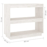 Book Cabinet White 80x35x71 cm Solid Pinewood - Low Angle