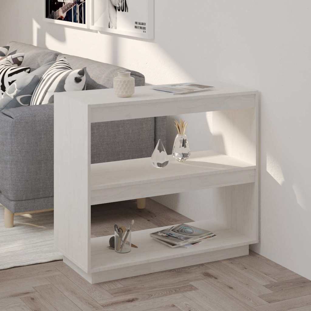 Book Cabinet White 80x35x71 cm Solid Pinewood
