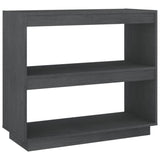 Book Cabinet Grey 80x35x71 cm Solid Pinewood - Front View