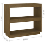 Book Cabinet Honey Brown 80x35x71 cm Solid Pinewood - Low Angle