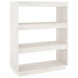 Book Cabinet/Room Divider White 80x35x103 cm Solid Pinewood - Front View