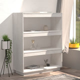 Book Cabinet/Room Divider White 80x35x103 cm Solid Pinewood - Side View
