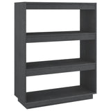 Book Cabinet/Room Divider Grey 80x35x103 cm Solid Pinewood - Front View