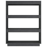 Book Cabinet/Room Divider Grey 80x35x103 cm Solid Pinewood - 45-Degree Angle