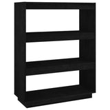 Book Cabinet/Room Divider Black 80x35x103 cm Solid Pinewood - Front View