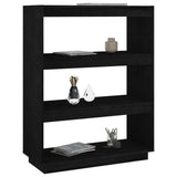 Book Cabinet/Room Divider Black 80x35x103 cm Solid Pinewood - Top-Down View