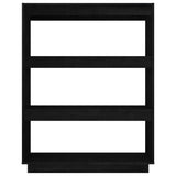Book Cabinet/Room Divider Black 80x35x103 cm Solid Pinewood