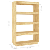 Book Cabinet/Room Divider 80x35x135 cm Solid Pinewood - Low Angle
