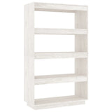 Book Cabinet/Room Divider White 80x35x135 cm Solid Pinewood - Front View