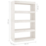 Book Cabinet/Room Divider White 80x35x135 cm Solid Pinewood - Low Angle