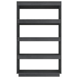 Book Cabinet/Room Divider Grey 80x35x135 cm Solid Pinewood - 45-Degree Angle
