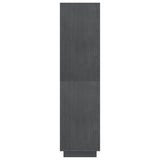 Book Cabinet/Room Divider Grey 80x35x135 cm Solid Pinewood - Rear View