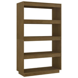 Book Cabinet/Room Divider Honey Brown 80x35x135 cm Solid Pinewood - Front View