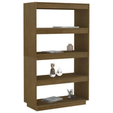 Book Cabinet/Room Divider Honey Brown 80x35x135 cm Solid Pinewood - Top-Down View