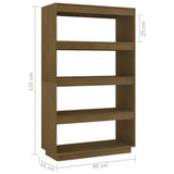Book Cabinet/Room Divider Honey Brown 80x35x135 cm Solid Pinewood - Low Angle