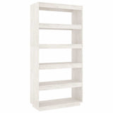 Book Cabinet/Room Divider White 80x35x167 cm Solid Pinewood - Front View