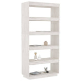 Book Cabinet/Room Divider White 80x35x167 cm Solid Pinewood - Top-Down View