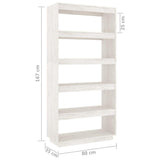 Book Cabinet/Room Divider White 80x35x167 cm Solid Pinewood - Low Angle