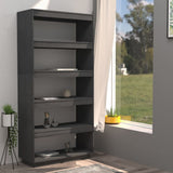 Book Cabinet/Room Divider Grey 80x35x167 cm Solid Pinewood - Side View