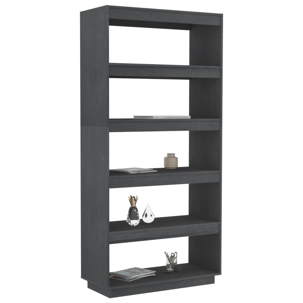 Book Cabinet/Room Divider Grey 80x35x167 cm Solid Pinewood