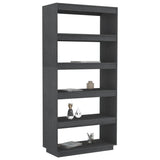 Book Cabinet/Room Divider Grey 80x35x167 cm Solid Pinewood
