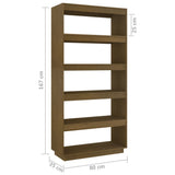 Book Cabinet/Room Divider Honey Brown 80x35x167 cm Solid Pinewood - Low Angle