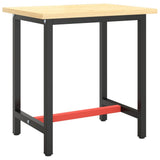Work Bench Frame Matte Black and Matte Red 70x50x79 cm Metal - Front View