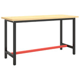Work Bench Frame Matte Black and Matte Red 140x50x79 cm Metal - Front View