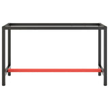 Work Bench Frame Matte Black and Matte Red 140x50x79 cm Metal - Side View