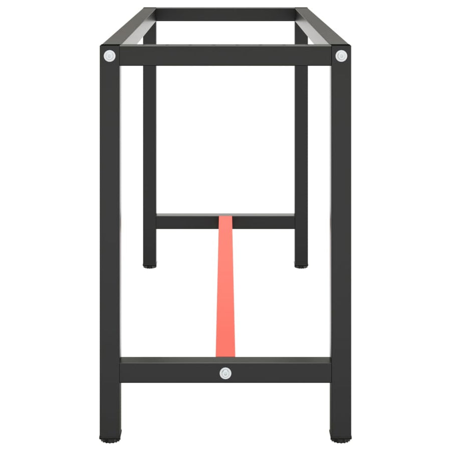 Work Bench Frame Matte Black and Matte Red 140x50x79 cm Metal