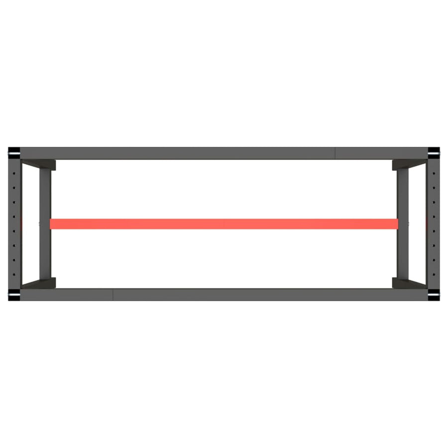 Work Bench Frame Matte Black and Matte Red 140x50x79 cm Metal