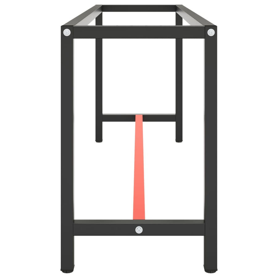 Work Bench Frame Matte Black and Matte Red 190x50x79 cm Metal
