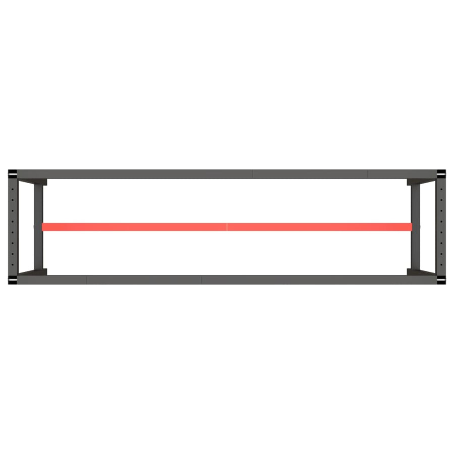 Work Bench Frame Matte Black and Matte Red 190x50x79 cm Metal