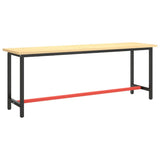 Work Bench Frame Matte Black and Matte Red 210x50x79 cm Metal - Front View