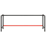 Work Bench Frame Matte Black and Matte Red 220x57x79 cm Metal - Top-Down View