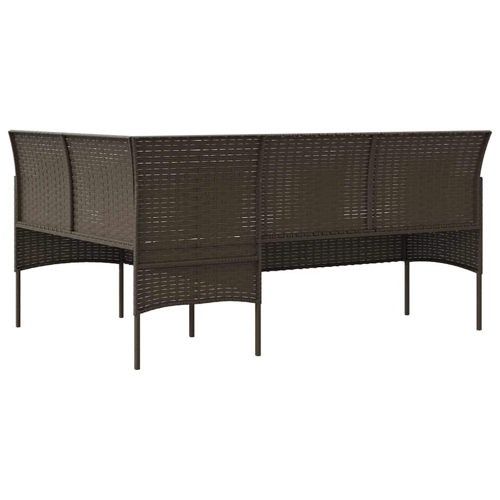 5 Piece L-shaped Couch Sofa Set with Cushions Poly Rattan Brown